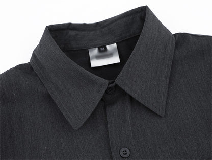 Loose Fit Cotton Blend Flip Collar Shirt | Tajstylo