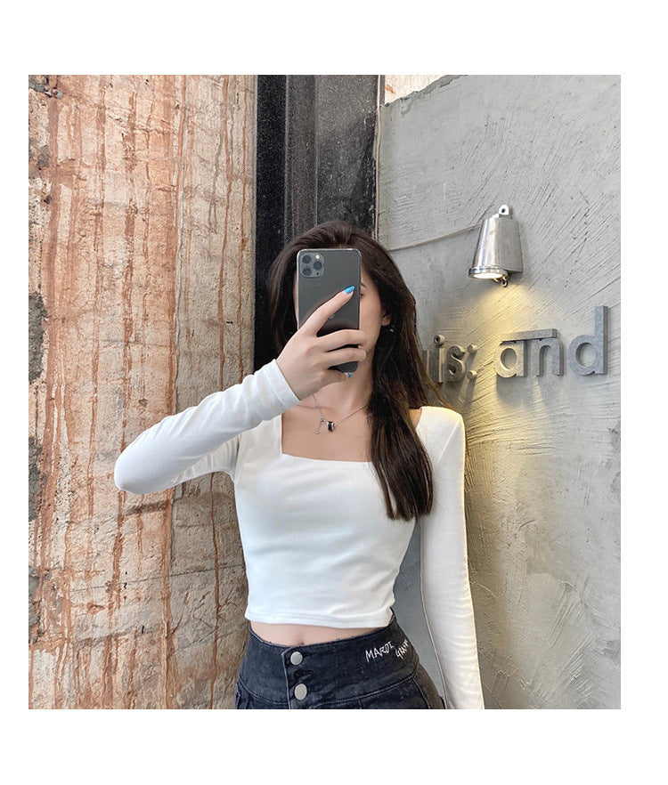 Slim Fit Round Neck Long Sleeve Basic T-Shirt | Tajstylo