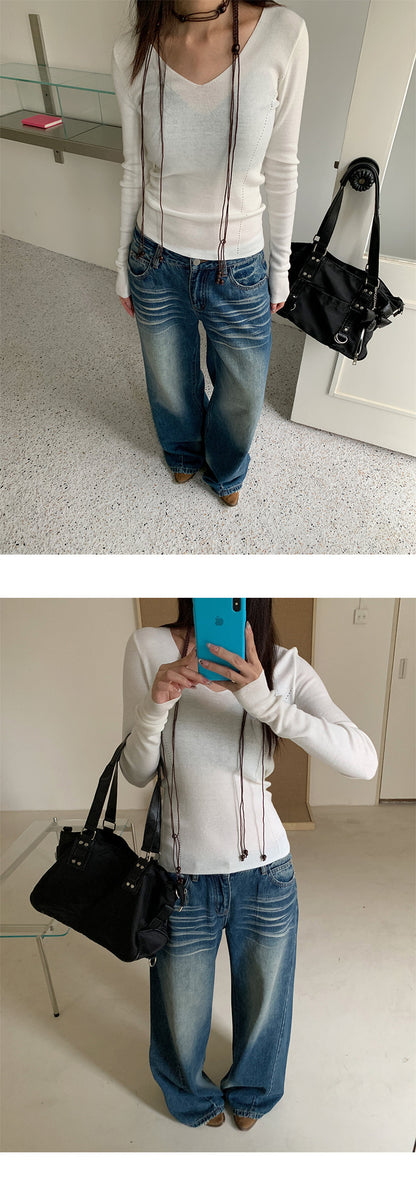 Distressed Wide Leg Jeans | Tajstylo