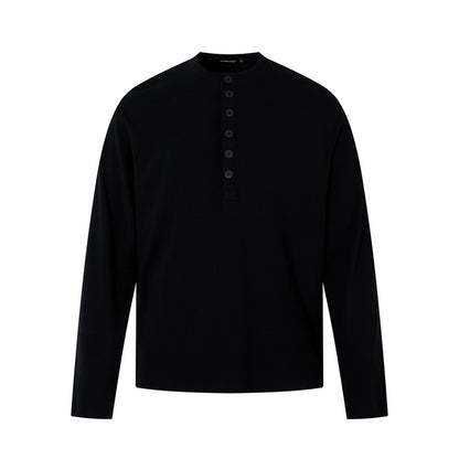Half Open Collar Long Sleeve Tee | Tajstylo