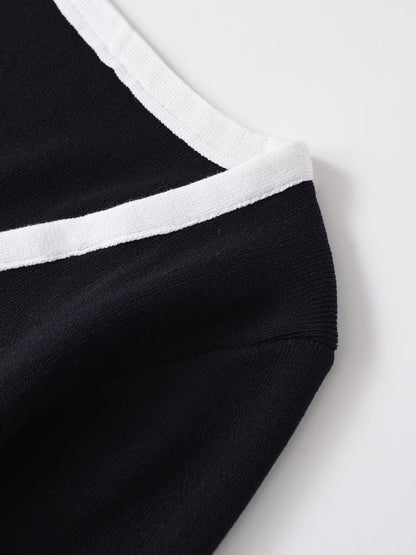 Color-Blocked V-Neck Cardigan Sweater | Tajstylo