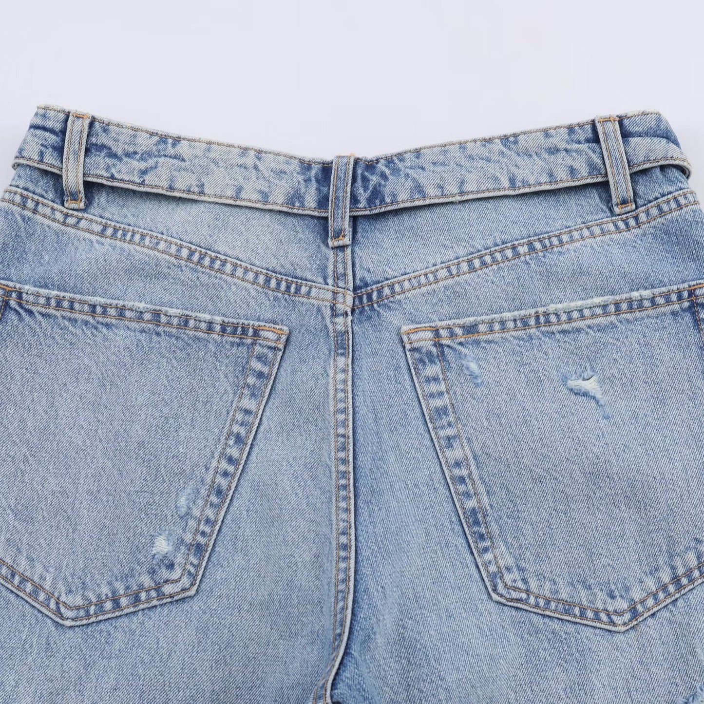 Mid Waist Ripped Straight Leg Jeans | Tajstylo