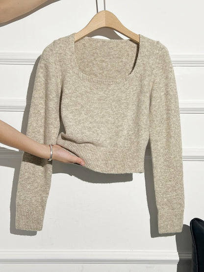 Woman wearing Short Knit Sweater in a casual setting