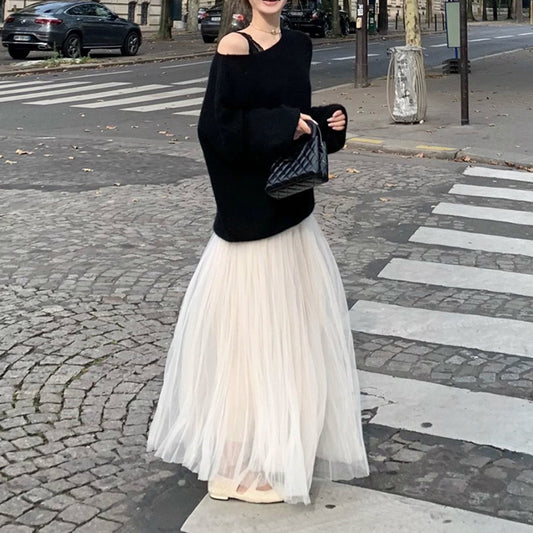 Collectible Button Waist Vintage Chiffon Skirt | Tajstylo