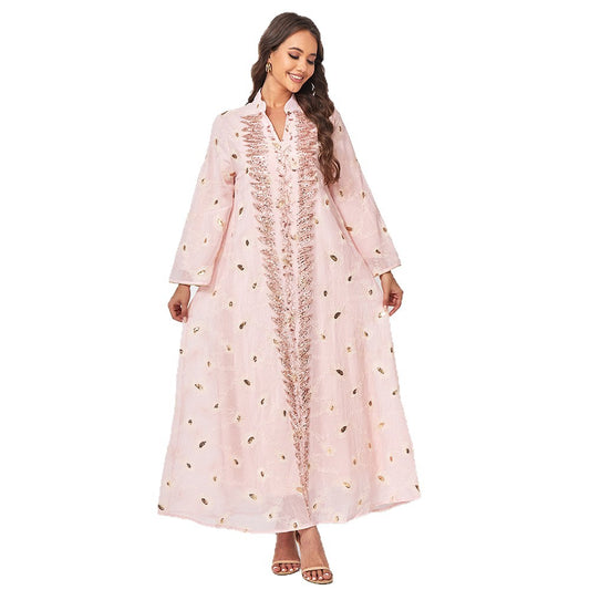 Mesh Embroidered Bead Long Skirt | Tajstylo