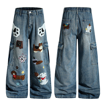 Woman wearing Women's Loose Fit Denim Workwear Pants in a casual urban setting