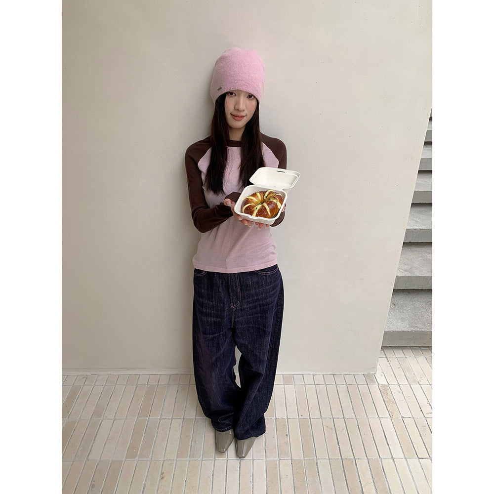 Woman wearing Retro Wide Leg Jeans in a casual setting