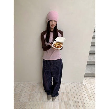 Woman wearing Retro Wide Leg Jeans in a casual setting