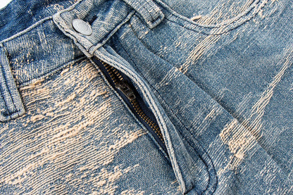 Street Style Washed Distressed Straight Leg Jeans | Tajstylo