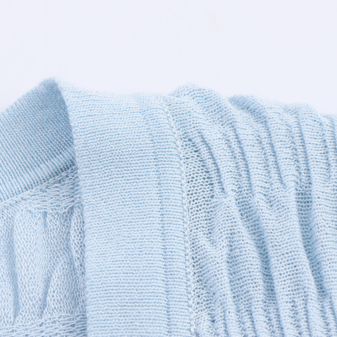 Light Blue Pleated Knitted Jacket | Tajstylo