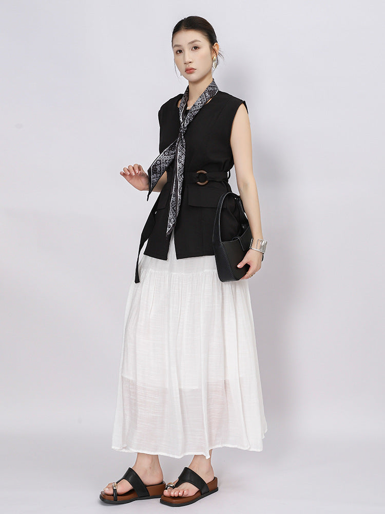 Belt Double Pocket Skirt | Tajstylo