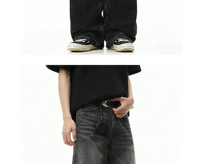 Lightning Pattern Distressed Fleece Jeans | Tajstylo