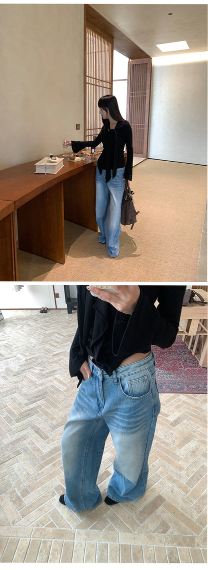 Fleece Lined Wide Leg Jeans | Tajstylo