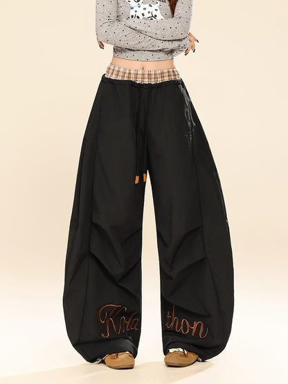 Plaid Patchwork Wide Leg Pants | Tajstylo