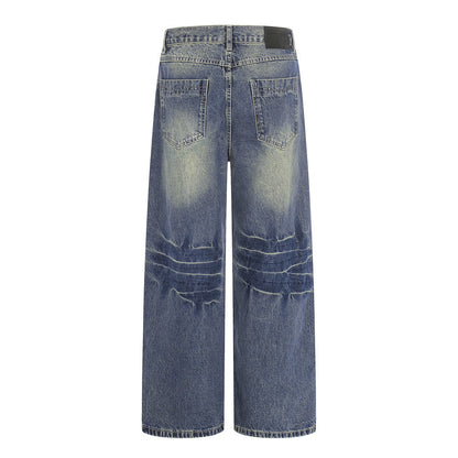 Color Block Wide Leg Straight Jeans | Tajstylo