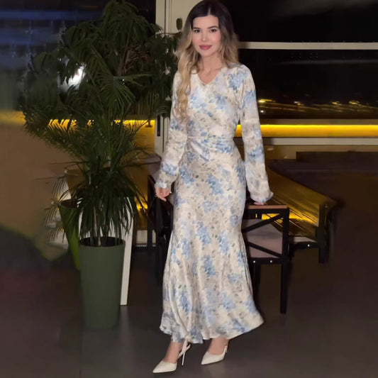 Elegant Printed Long Dress | Tajstylo