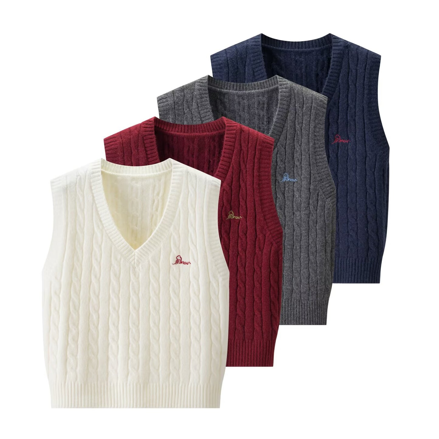 V-Neck Cable Knit Sleeveless Vest | Tajstylo