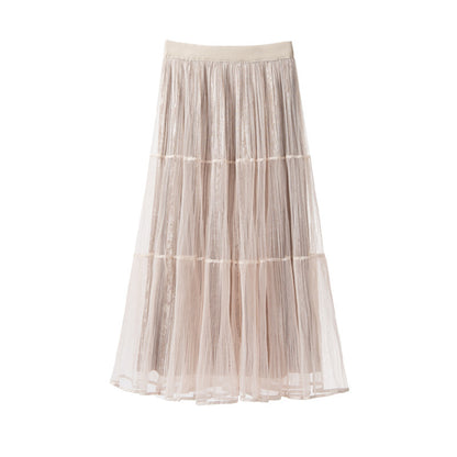 Woman wearing High Waisted A-Line Skirt in a casual setting