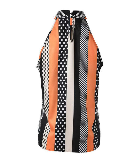 Printed Halter Top with Stand Collar | Tajstylo