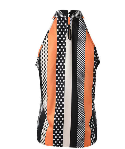 Printed Halter Top with Stand Collar | Tajstylo