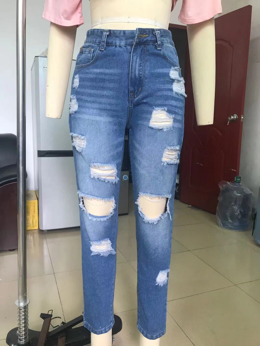 Ripped Mid Waist Jeans | Tajstylo