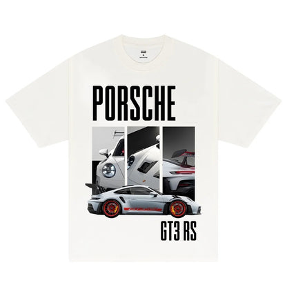 Woman wearing Need Money for Porsche Graphic T-shirt in casual setting