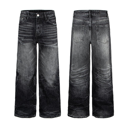 Woman wearing Lightning Pattern Distressed Fleece Jeans in a casual setting
