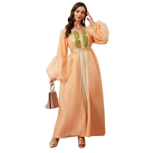 Belted Long Sleeve Robe Dress | Tajstylo