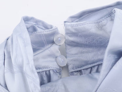 Embroidered Satin Bow Detail Blouse | Tajstylo