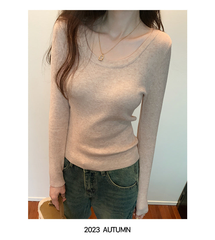 U Neck Long Sleeve Pullover Top | Tajstylo