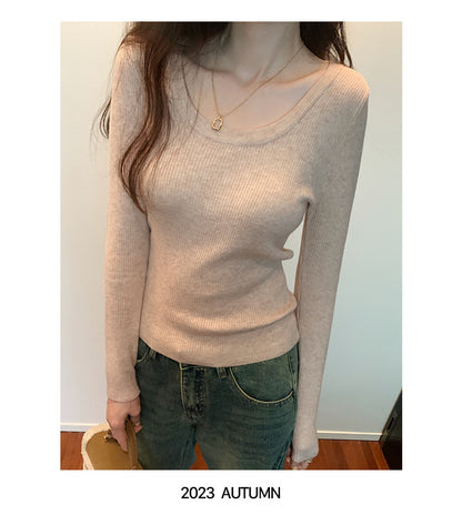 U Neck Long Sleeve Pullover Top | Tajstylo