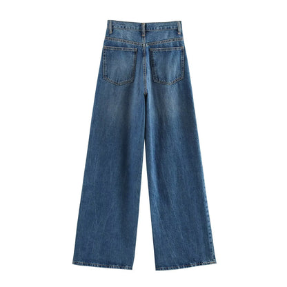 High Waist Full Length Wide Leg Pants | Tajstylo