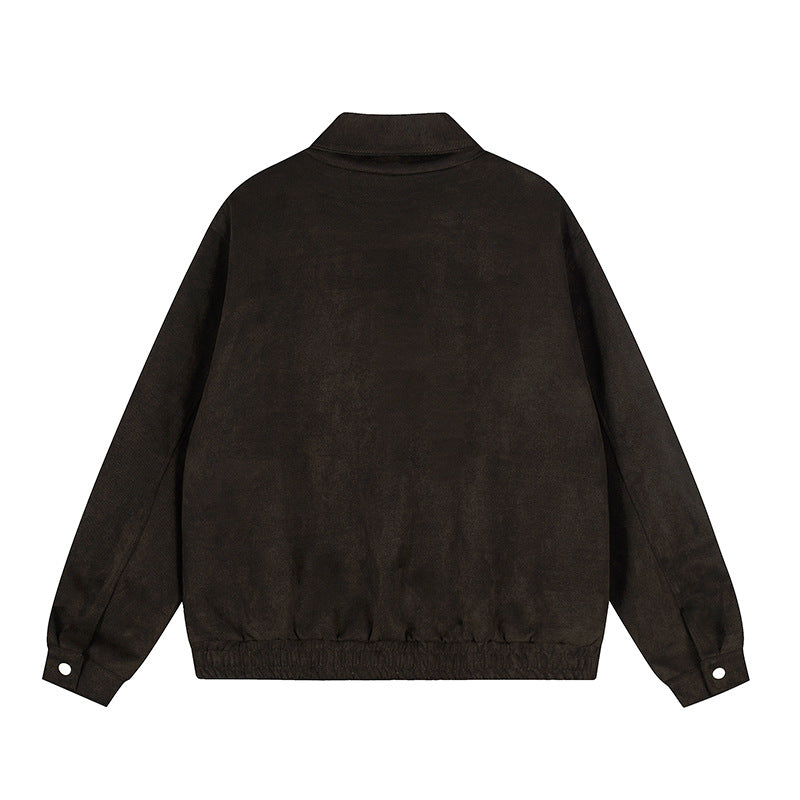 Graffiti Embroidery Flip Collar Jacket | Tajstylo