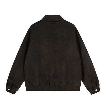 Graffiti Embroidery Flip Collar Jacket | Tajstylo