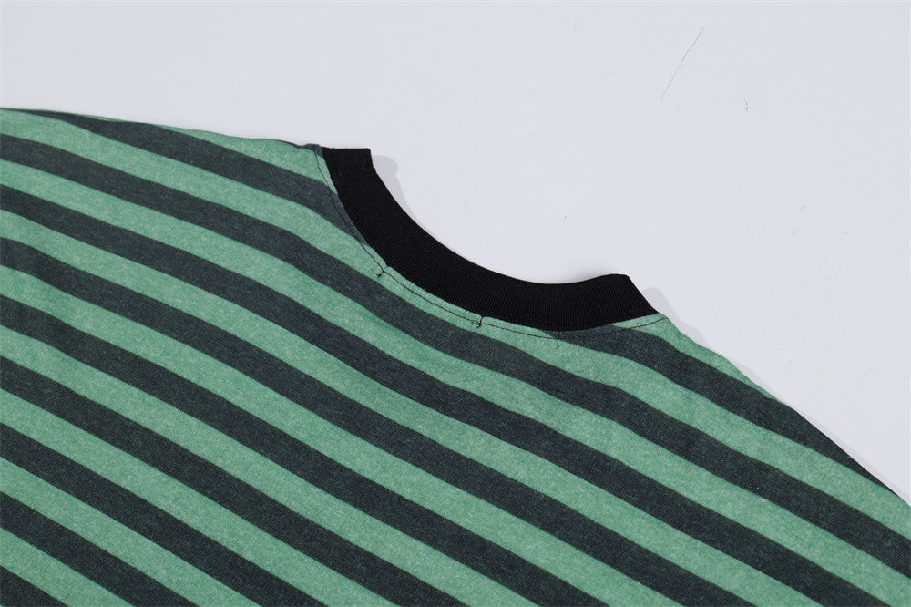 Loose Striped Round Neck Shirt | Tajstylo