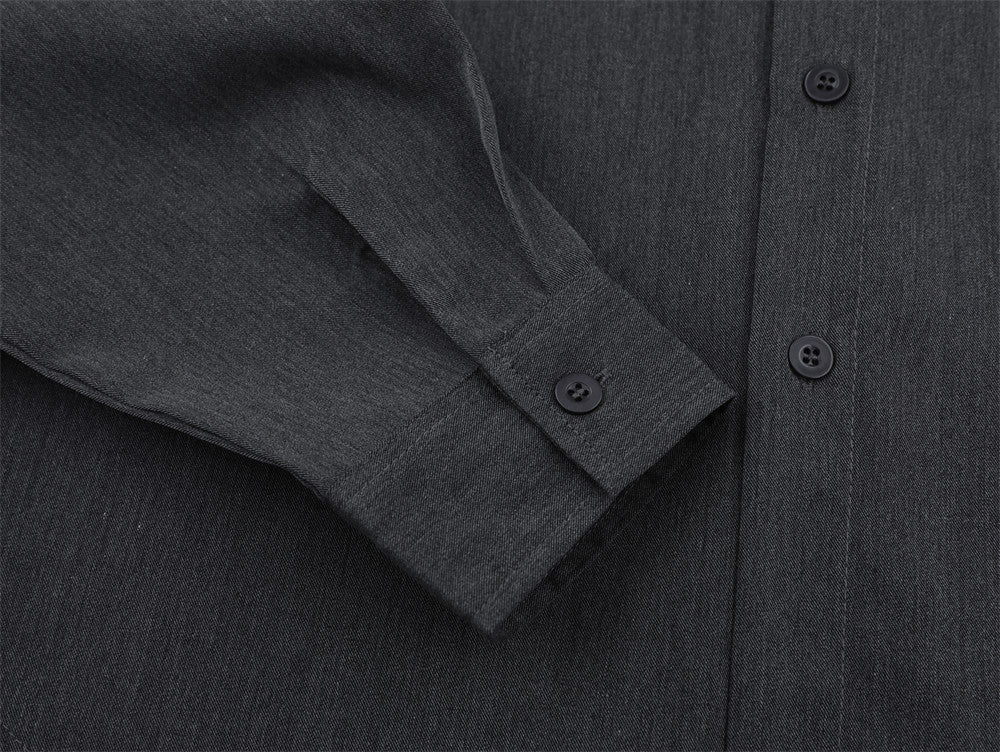 Loose Fit Cotton Blend Flip Collar Shirt | Tajstylo