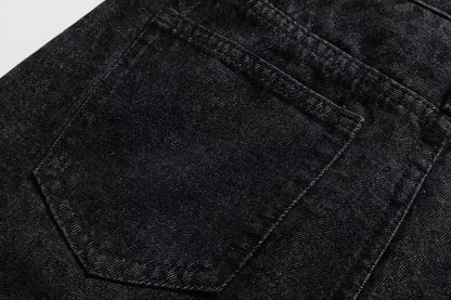 Dark Leopard Print Straight Leg Jeans | Tajstylo