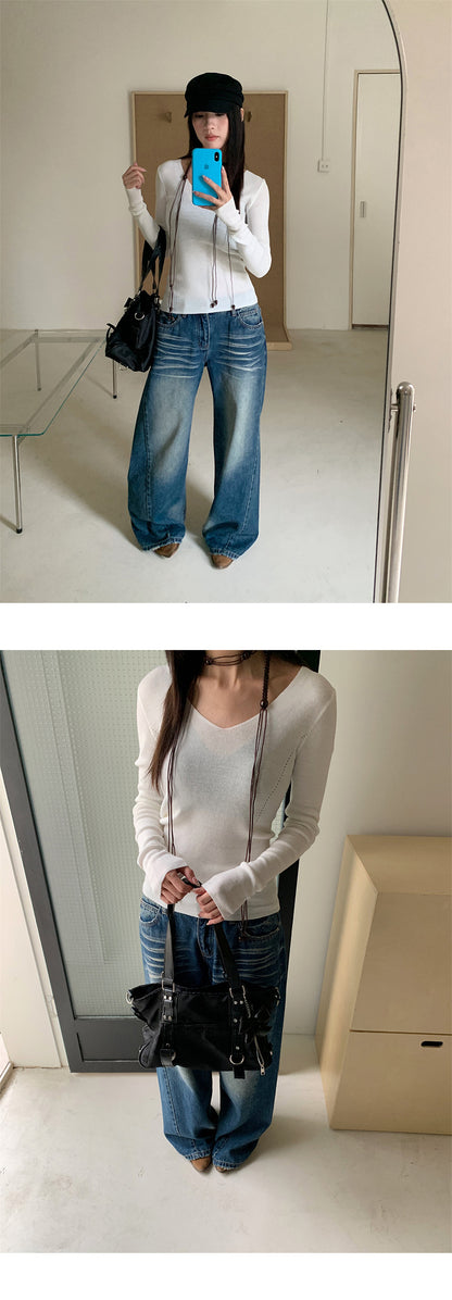 Distressed Wide Leg Jeans | Tajstylo
