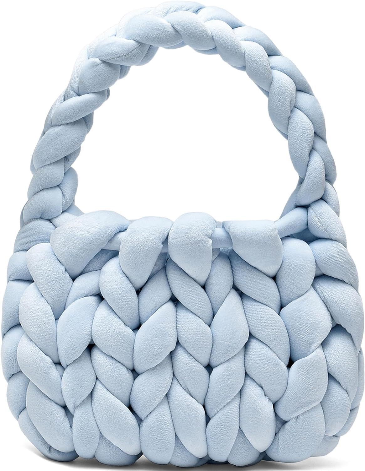Women's DIY Hand-Woven Crystal Velvet Crossbody Shoulder Bag – Model View | TajStylo