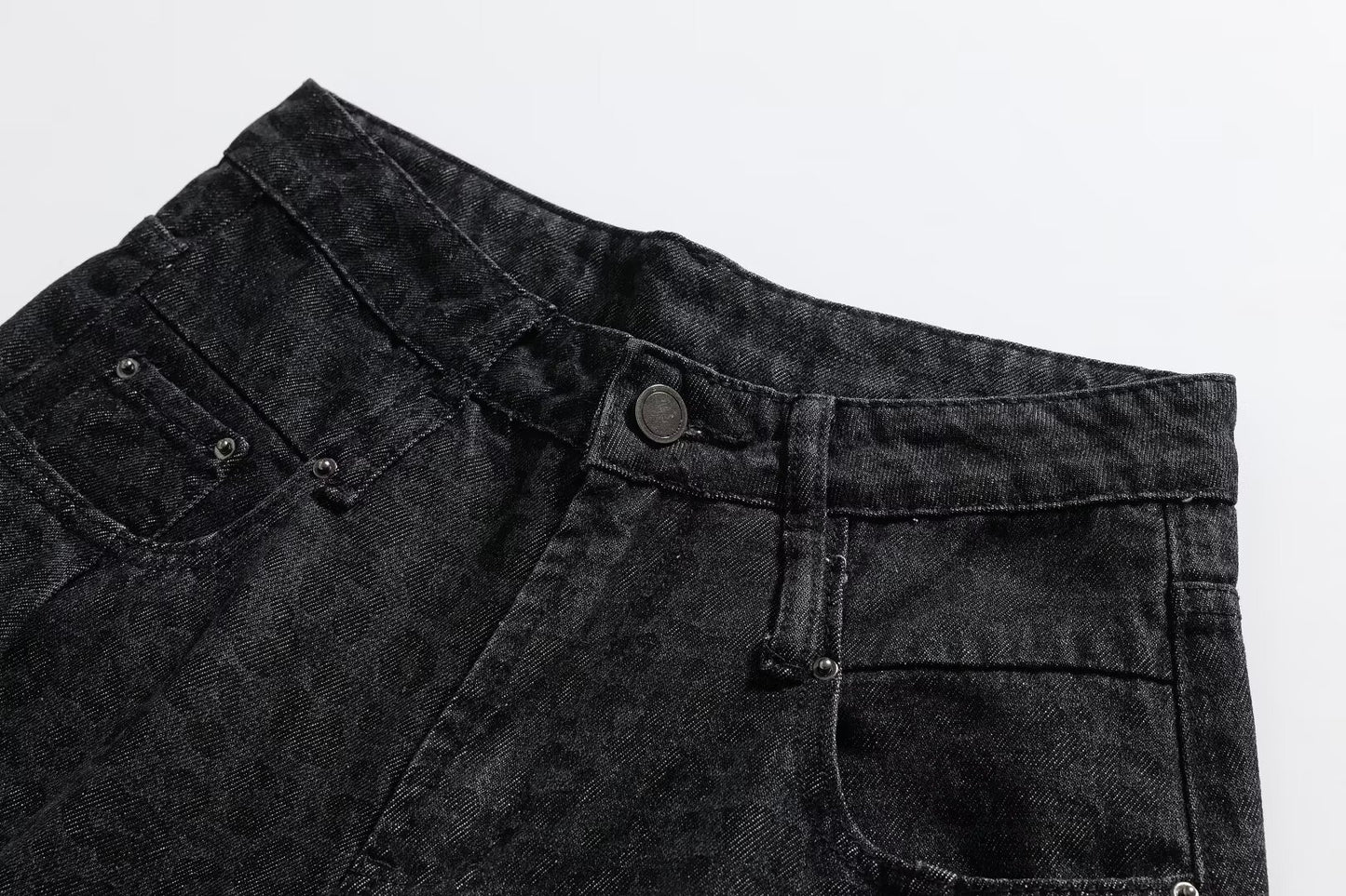 Dark Leopard Print Straight Leg Jeans | Tajstylo