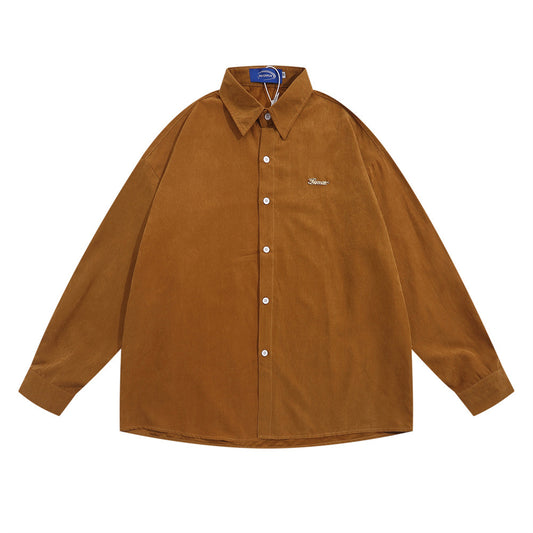Woman wearing Open Front Suede-Like Shirt in a stylish urban setting