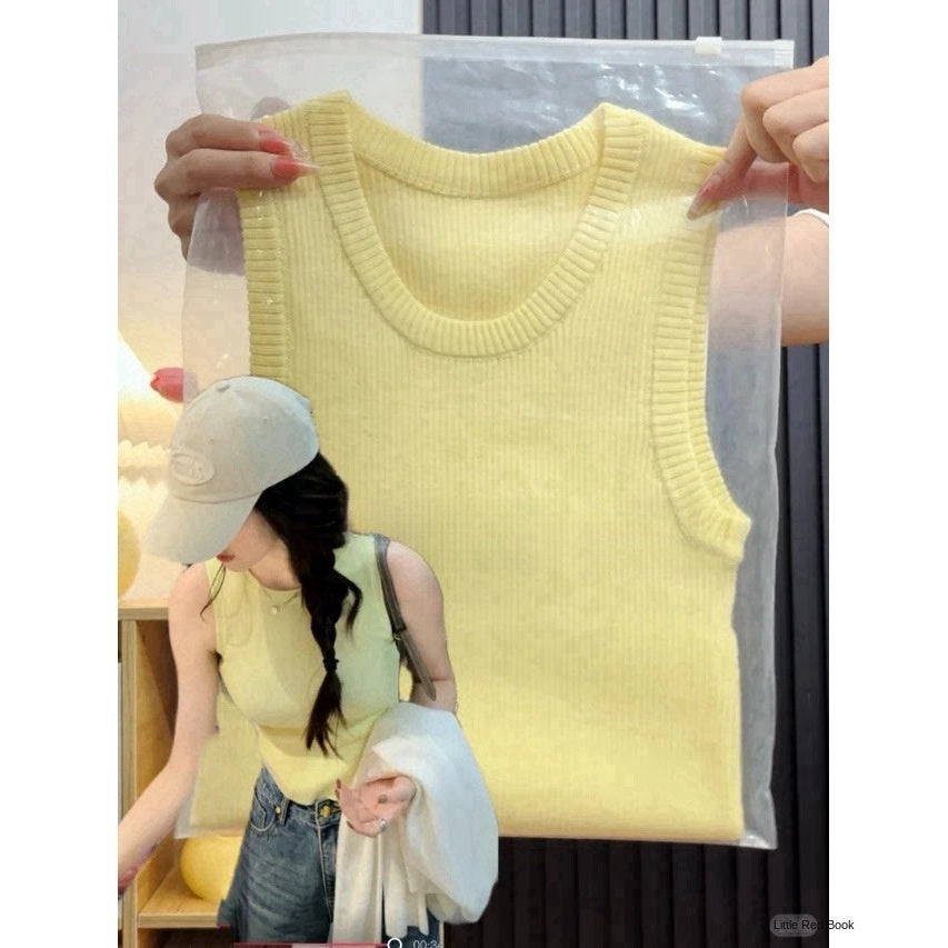 Woman wearing Knitted Camisole Top in a casual setting
