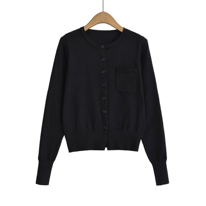 Round Neck Long Sleeve Shirt with Pocket | Tajstylo