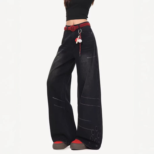 Black High-Waisted Wide-Leg Jeans | Tajstylo