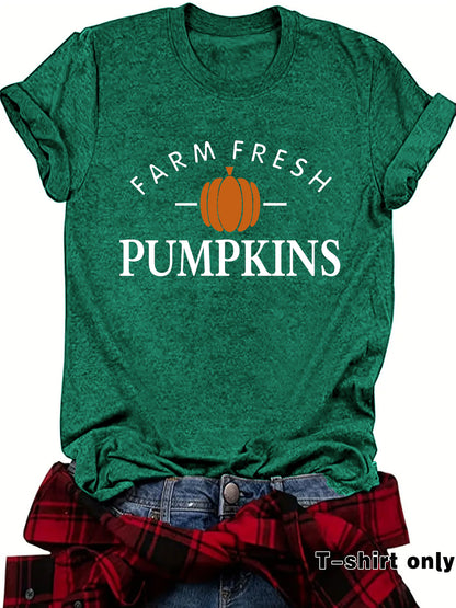 Pumpkin Print Short Sleeve Top | Tajstylo