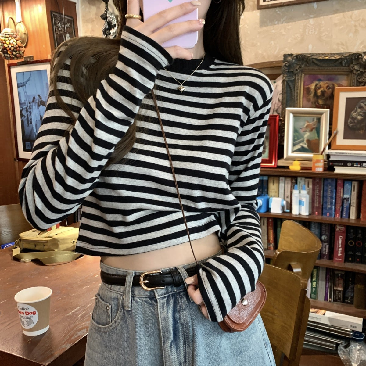 Stripe Long Sleeve Crop Top | Tajstylo