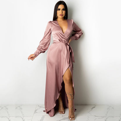 Deep V Neck Bandage Maxi Dress | Tajstylo