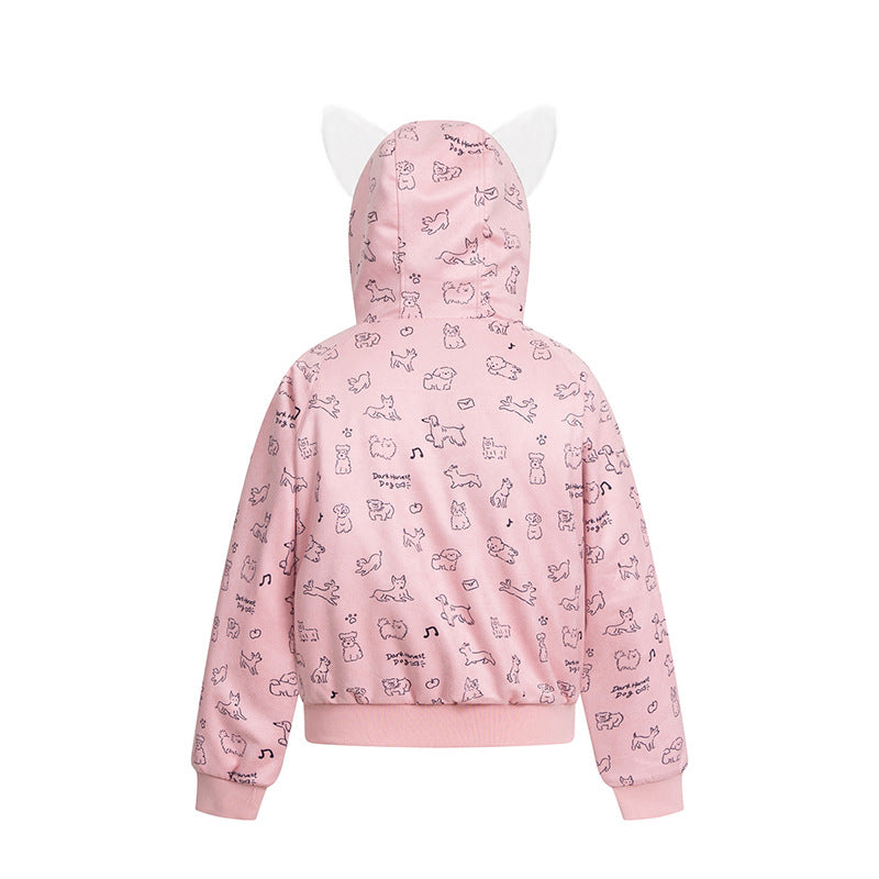 Cartoon Dog Hooded Fleece Coat | Tajstylo