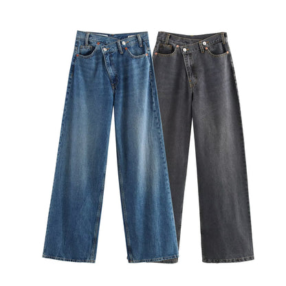 Woman wearing High Waist Full Length Wide Leg Pants in a stylish setting
