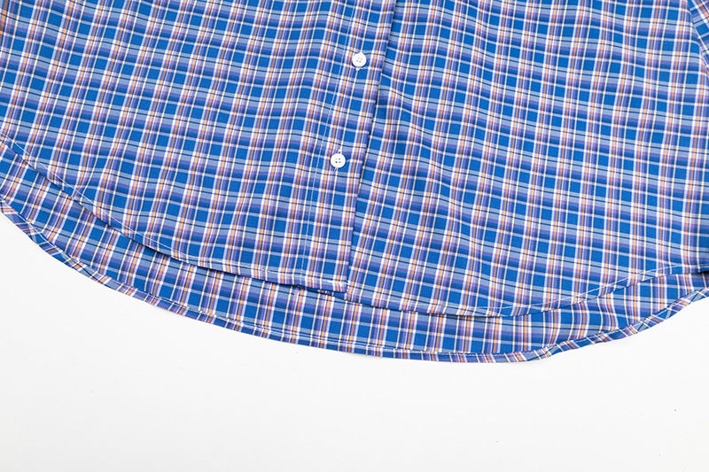 Embroidered Letter Plaid Shirt | Tajstylo